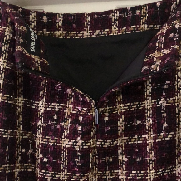 Karl Lagerfeld Paris Suits Tweed Pencil Skirt Sz 12 Fully Lined Back Slit Purple - Picture 4 of 7